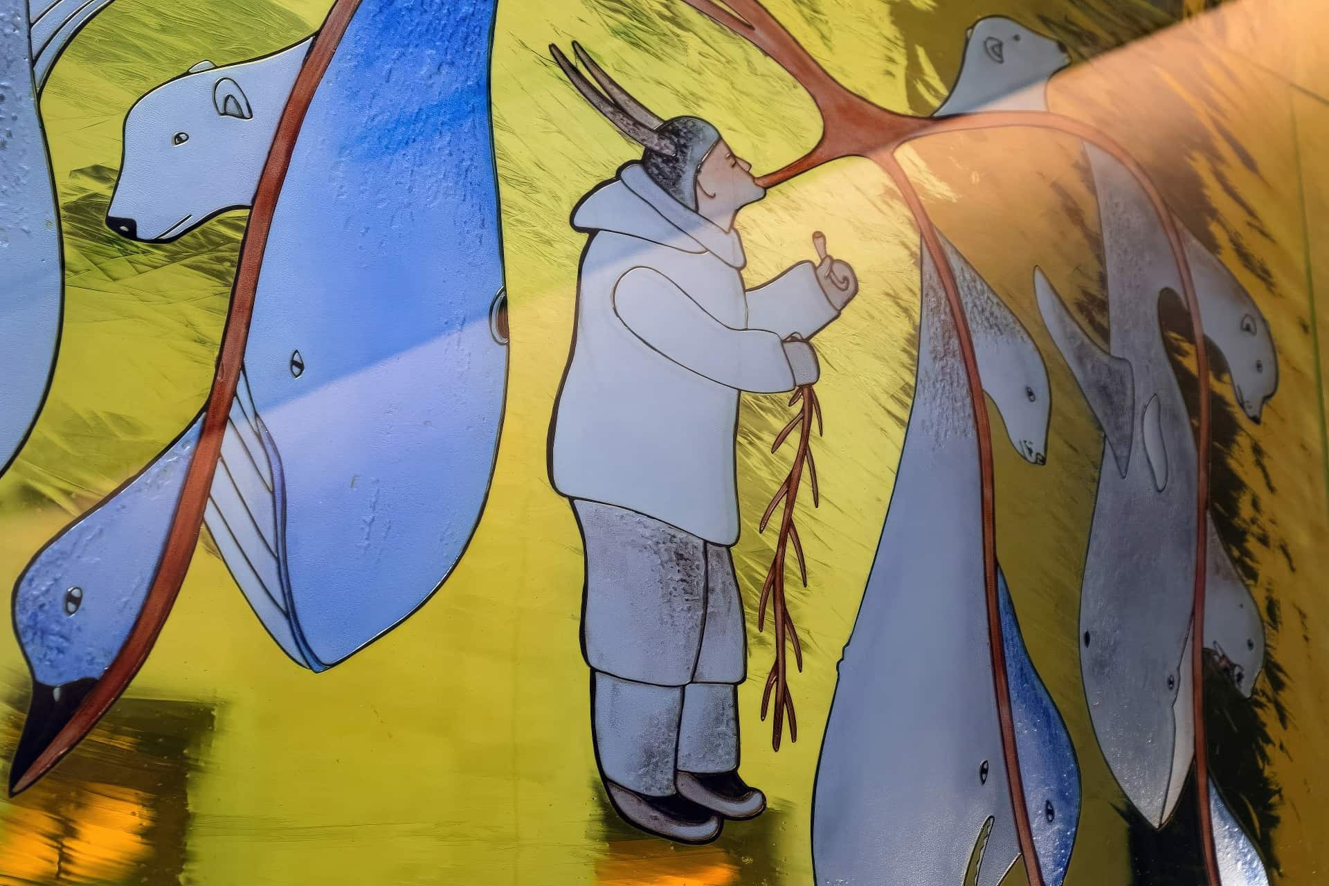 Detail of Qavavau Manumie's artwork Dreams of a Natural World